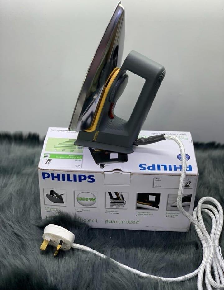 The Philips dry iron is a reliable and efficient household appliance designed to make ironing clothes faster and easier. Built with a sleek and modern design.