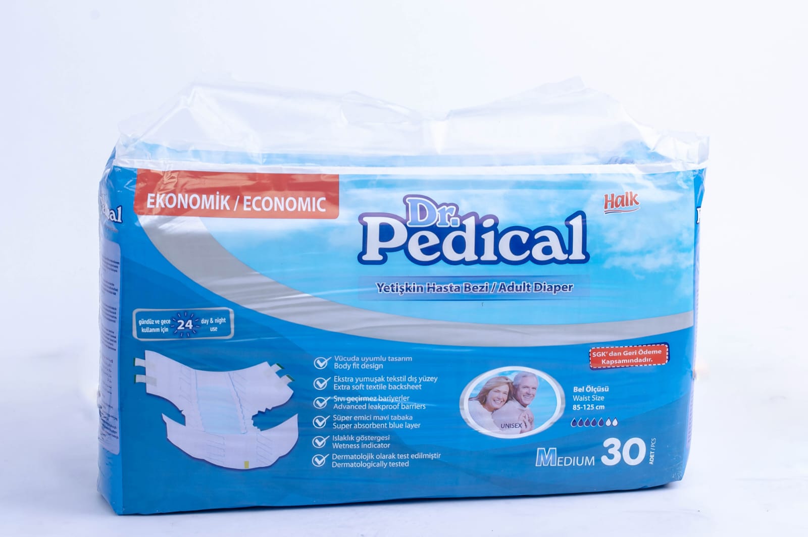 DR PEDICAL DISPOSABLE ADULT DIAPERS MEDIUM SIZE 30PCS IN A PACK