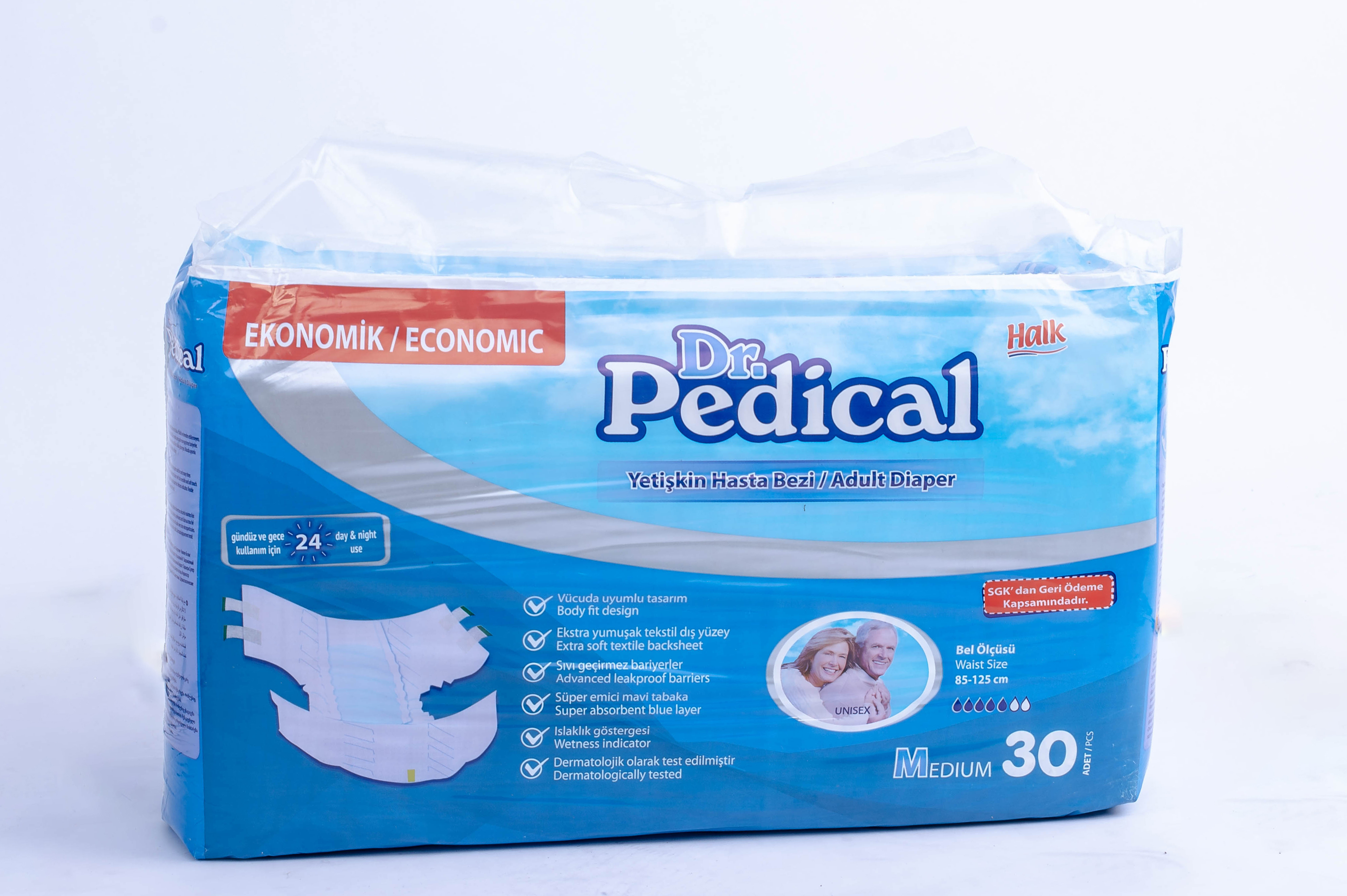 DR PEDICAL DISPOSABLE ADULT DIAPERS MEDIUM SIZE 30PCS IN A PACK