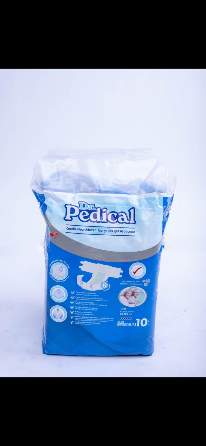 DR PEDICAL DISPOSABLE ADULT DIAPERS MEDIUM SIZE 10PCS IN  A PACK
