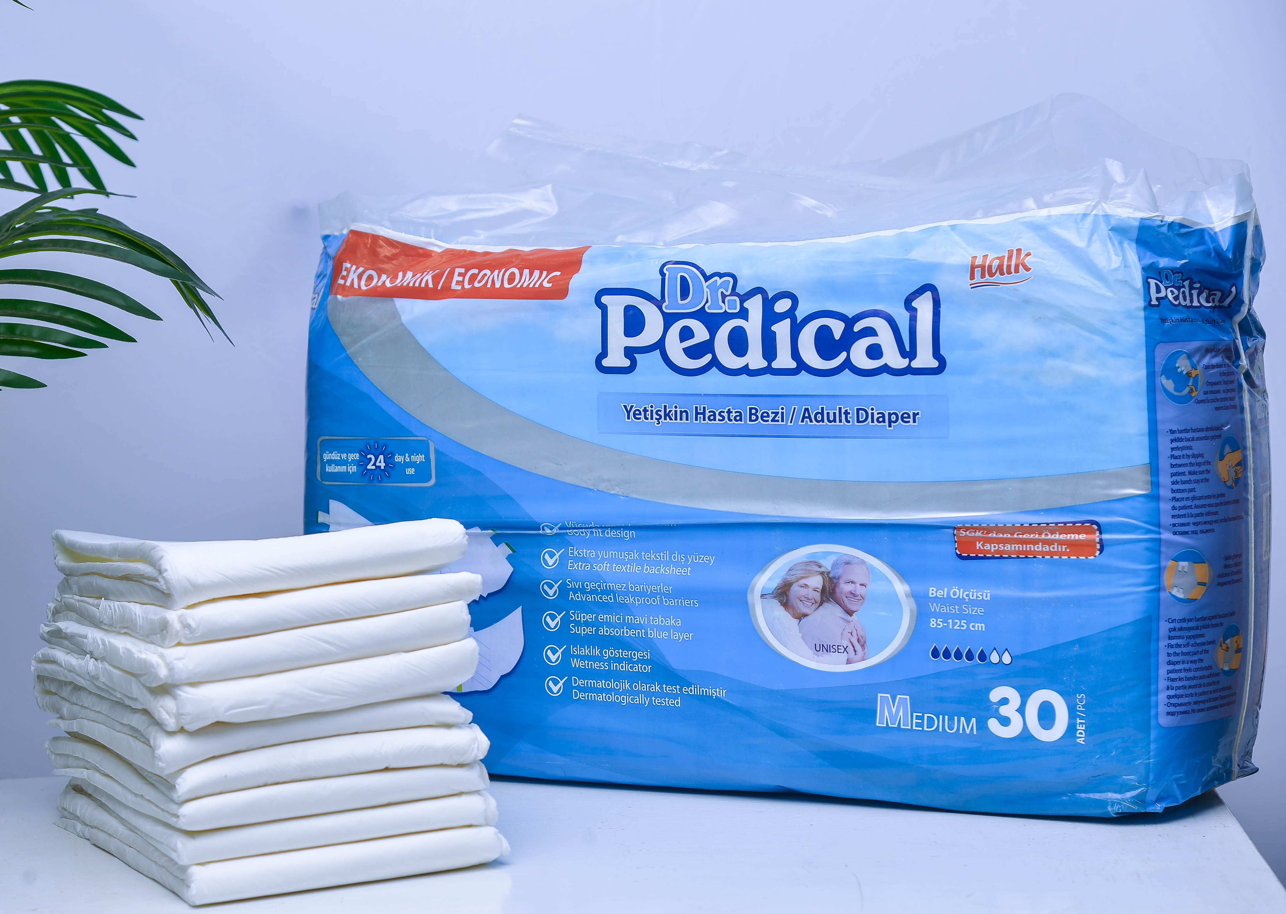 DR PEDICAL DISPOSABLE ADULT DIAPERS MEDIUM SIZE 30PCS IN A PACK