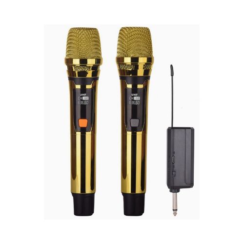 A Pair Wireless Microphone, Handheld Dynamic Microphone Wireless Mic System Set with Rechargeable Receiver C