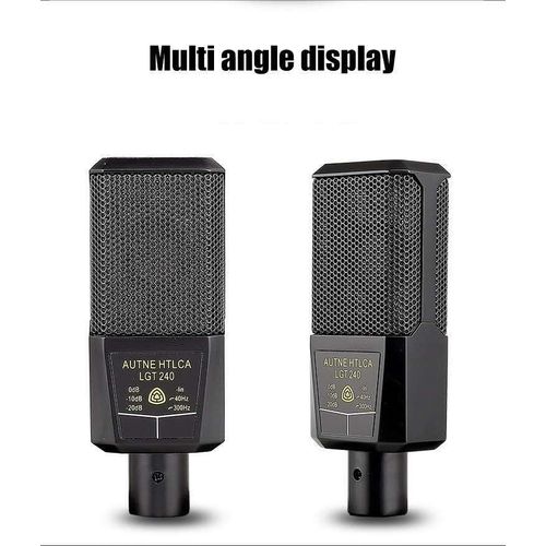 Condenser Microphone 48V Phantom Power Mic for Audio Interface Mixer Studio Recording Podcast Streaming Voice Over