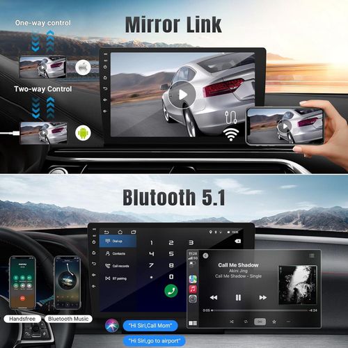 HINZ Android Car Radio, 4+64GB Double Din Touchscreen, FREE Reverse Camera, Wireless CarPlay, Android Auto, GPS, WiFi, FM Radio, Bluetooth, Dual USB