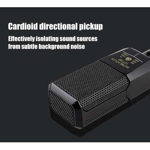 Condenser Microphone 48V Phantom Power Mic for Audio Interface Mixer Studio Recording Podcast Streaming Voice Over