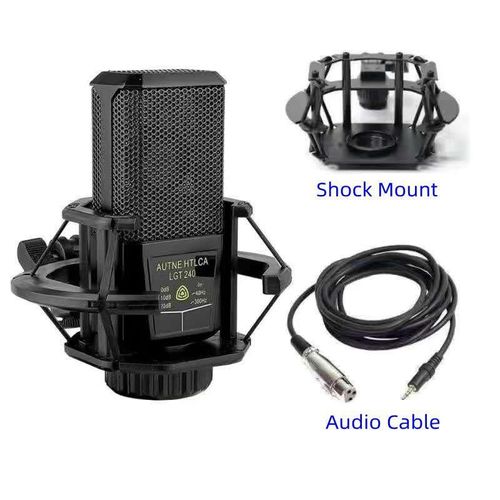 Condenser Microphone 48V Phantom Power Mic for Audio Interface Mixer Studio Recording Podcast Streaming Voice Over