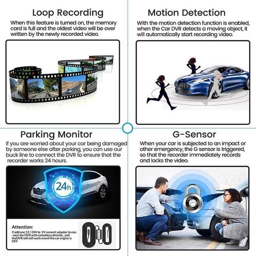 4.3 Inch Mirror Dash Cam Full HD 1080P Dual Camera + Reverse Camera + Night Vision Car DVR