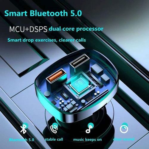 Car Charger FM Transmitter Bluetooth 5.0 MP3 Player – Dual USB Fast Charger, RGB Lights, Hands-Free Car Kit