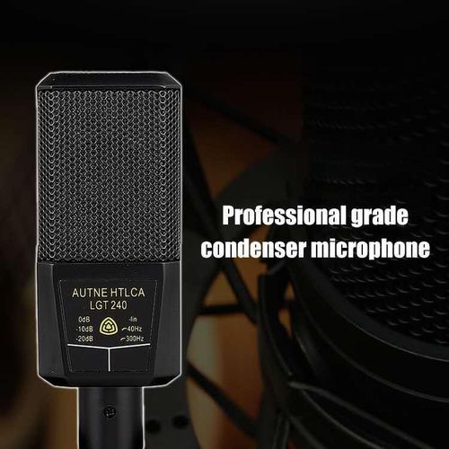 Condenser Microphone 48V Phantom Power Mic for Audio Interface Mixer Studio Recording Podcast Streaming Voice Over
