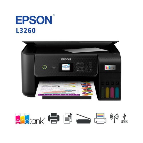 Epson EcoTank L3260 A4 Wi-Fi All-in-One Ink Tank Printer (Print, Scan & Copy) with Refillable Ink System