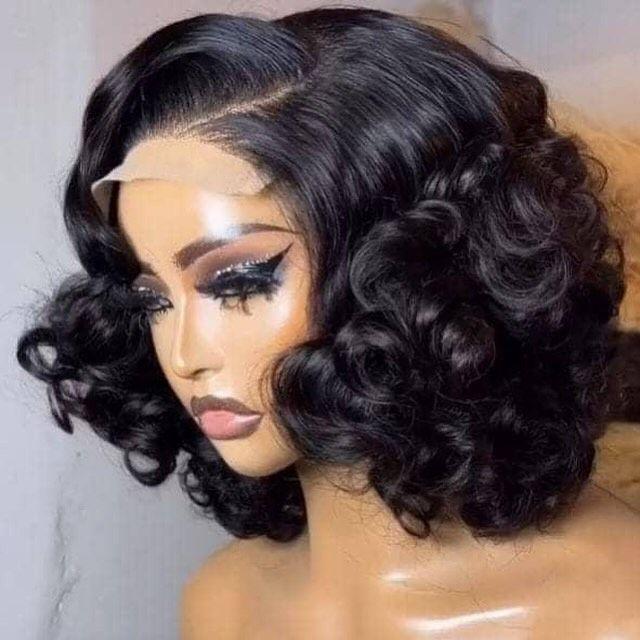Luxury Human Hair Laced Highlight Short Wavey ,Full Frontal Wig For women ,Girl Health & Beauty  Hair  Wigs  Lace Wig Lace Front Wigs