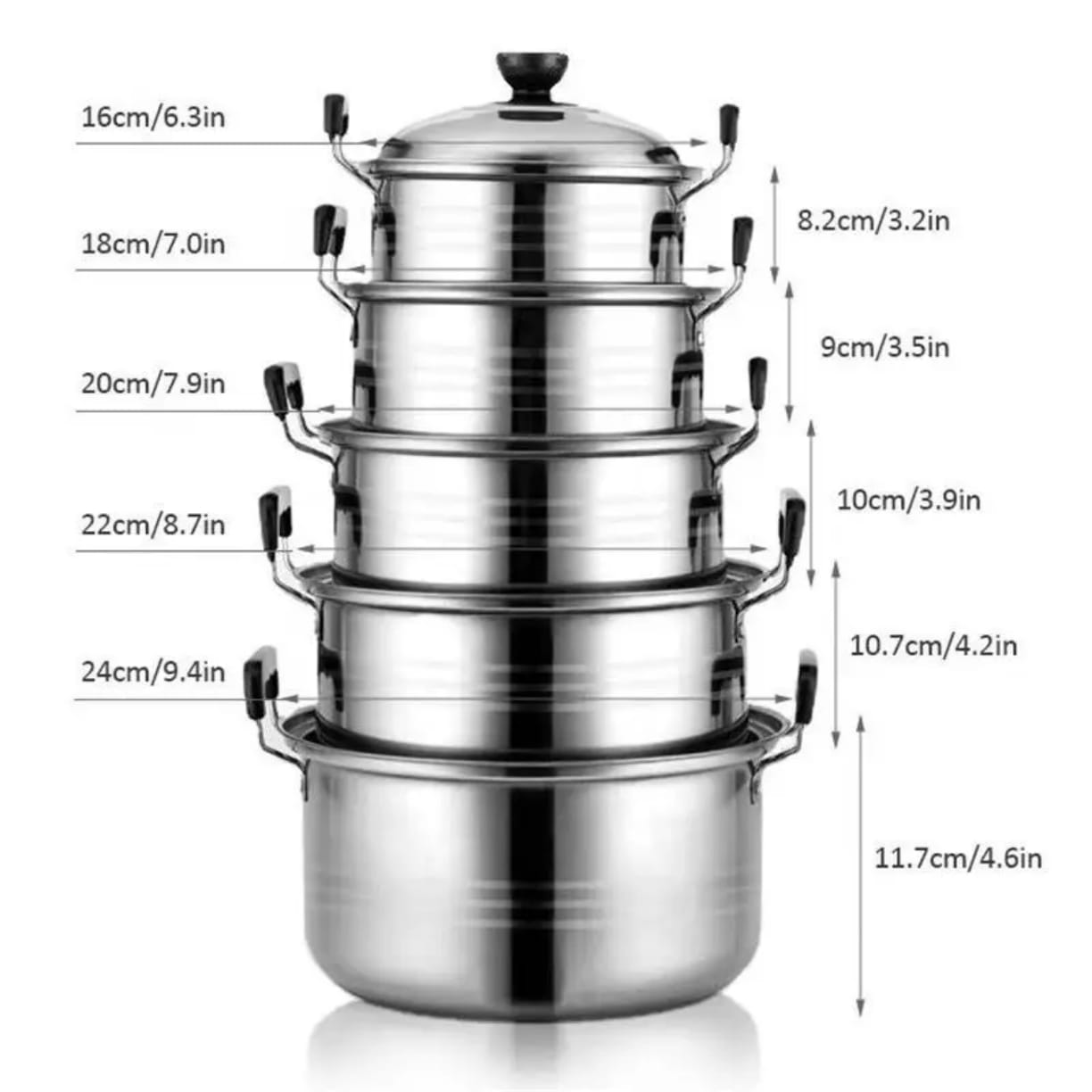 10-Piece Stainless Steel Cooking Pots Set — a durable and elegant kitchen collection designed for everyday meal preparation. Made from high-quality stainless steel, thes