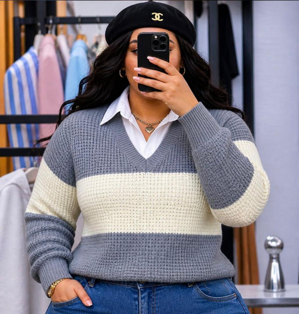 Women Sweater Top with Attached White Collar Free Size Elegant Knit Blouse Stylish Casual Office Wear Soft Warm Fabric Comfortable Chic Outfit