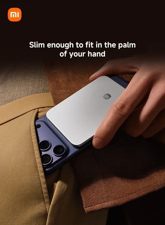 UltraThin Magnetic power bank，6mm thin，Ultra-Slim 5000mAh Battery pack，15W Max Ultra-Fast MagSafe-Compatible Portable Charger，metal body，Glacier Silver