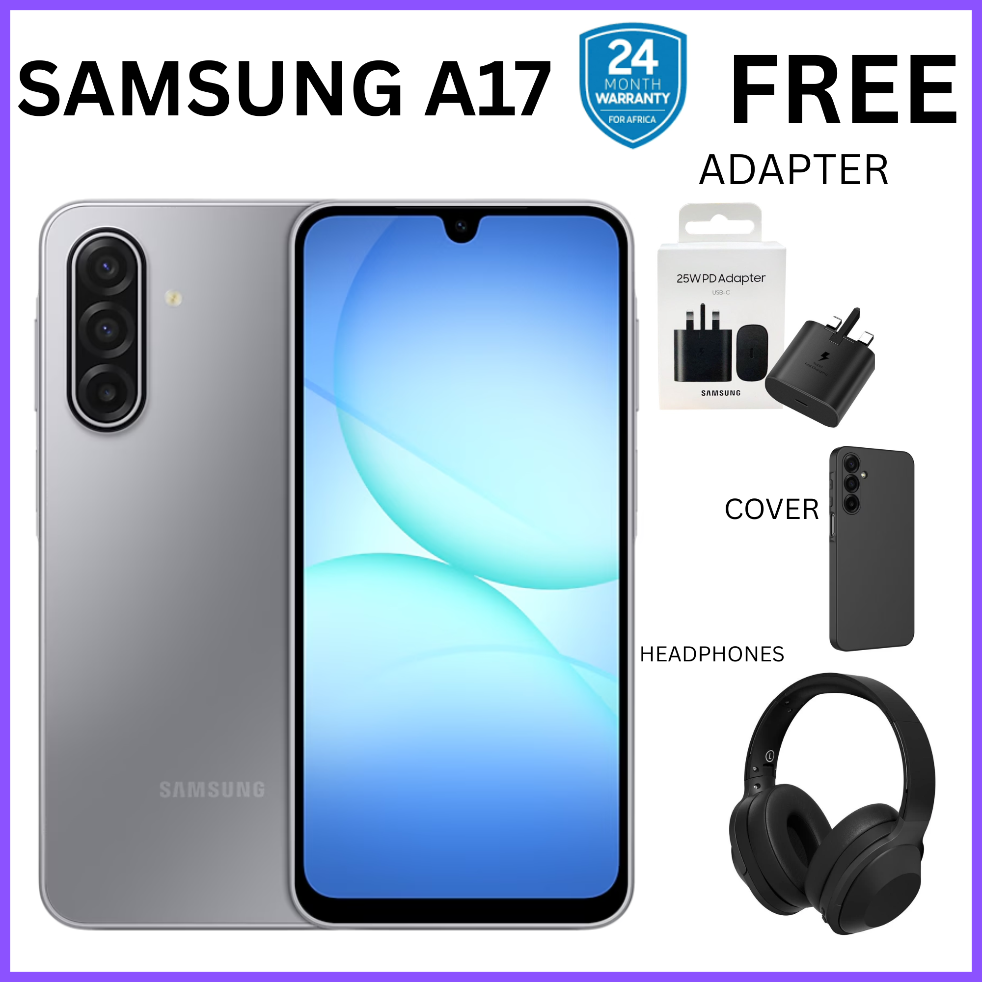 12TH ANNIVASARY!!!!![2-Year Local Warranty] Samsung Galaxy A17 128GB+6GB 6.7" Super AMOLED Display Mediatek Helio G99 50MP Triple Camera Android 15 IP54 Waterproof 5000mAh 25W Type-C AI Smart Phones
