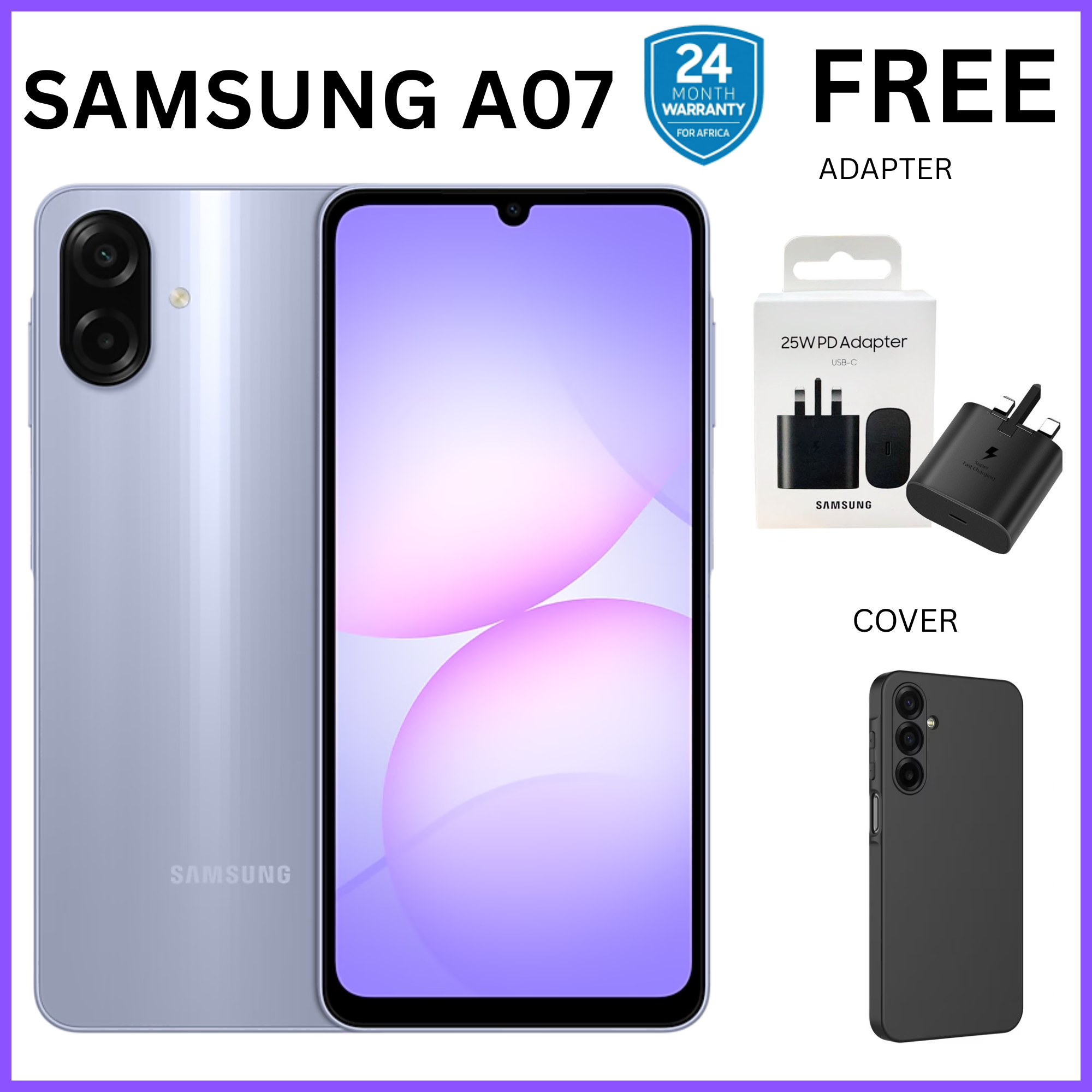 {ANNIVESARY SALES OFFERS}🔥🔥🔥!!Samsung Galaxy A07 64GB+4GB MTK Helio G99 6.7" 90Hz 50MP AI Camera 5000mAh 25W Android 15 IP54 Waterproof Type-C Charge Smart Phones 6X OS Upgrades phone