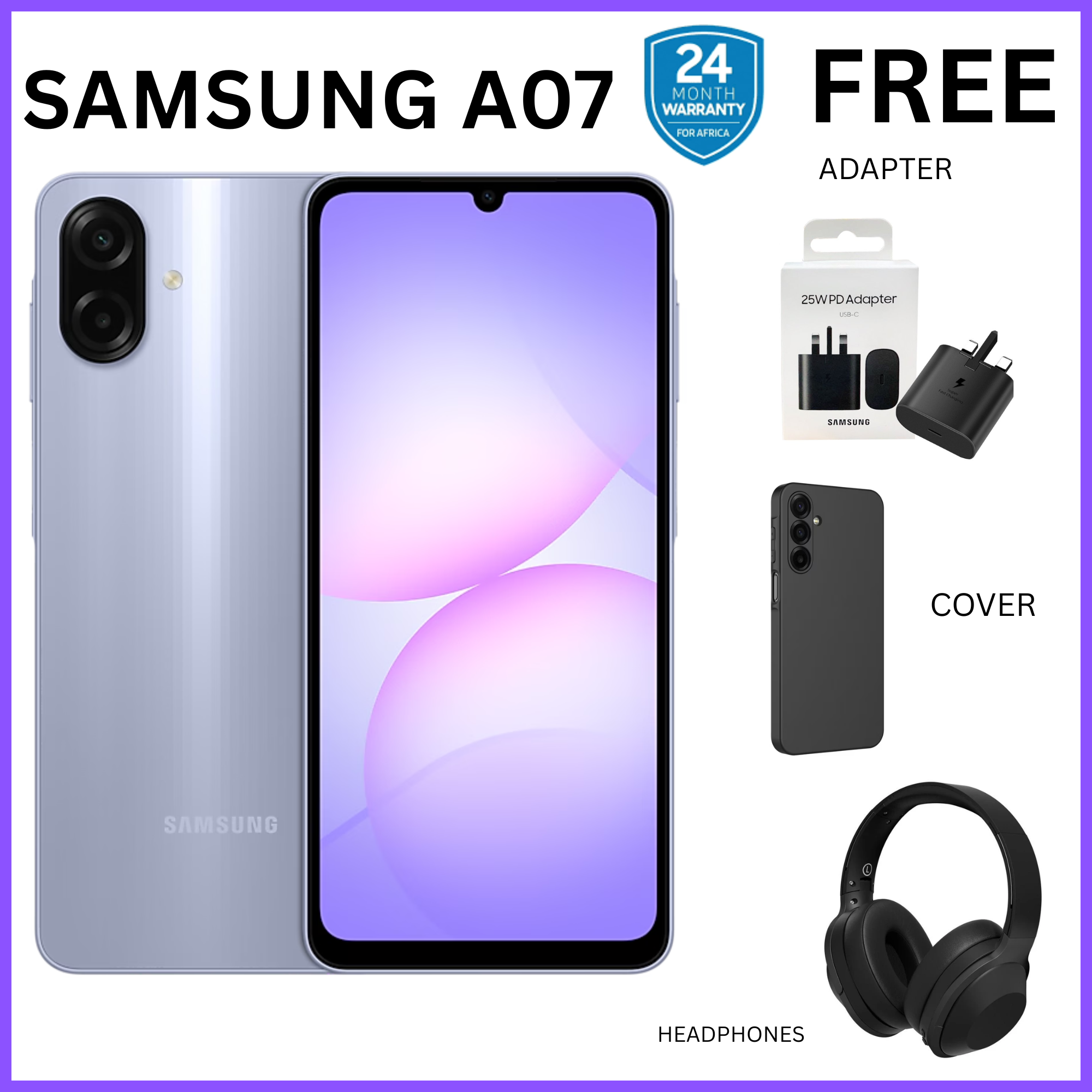 {ANNIVESARY SALES OFFERS}🔥🔥🔥!!Samsung Galaxy A07 128GB+4GB MTK Helio G99 6.7" 90Hz 50MP AI Camera 5000mAh 25W Android 15 IP54 Waterproof Type-C Charge Smart Phones 6X OS Upgrades phone
