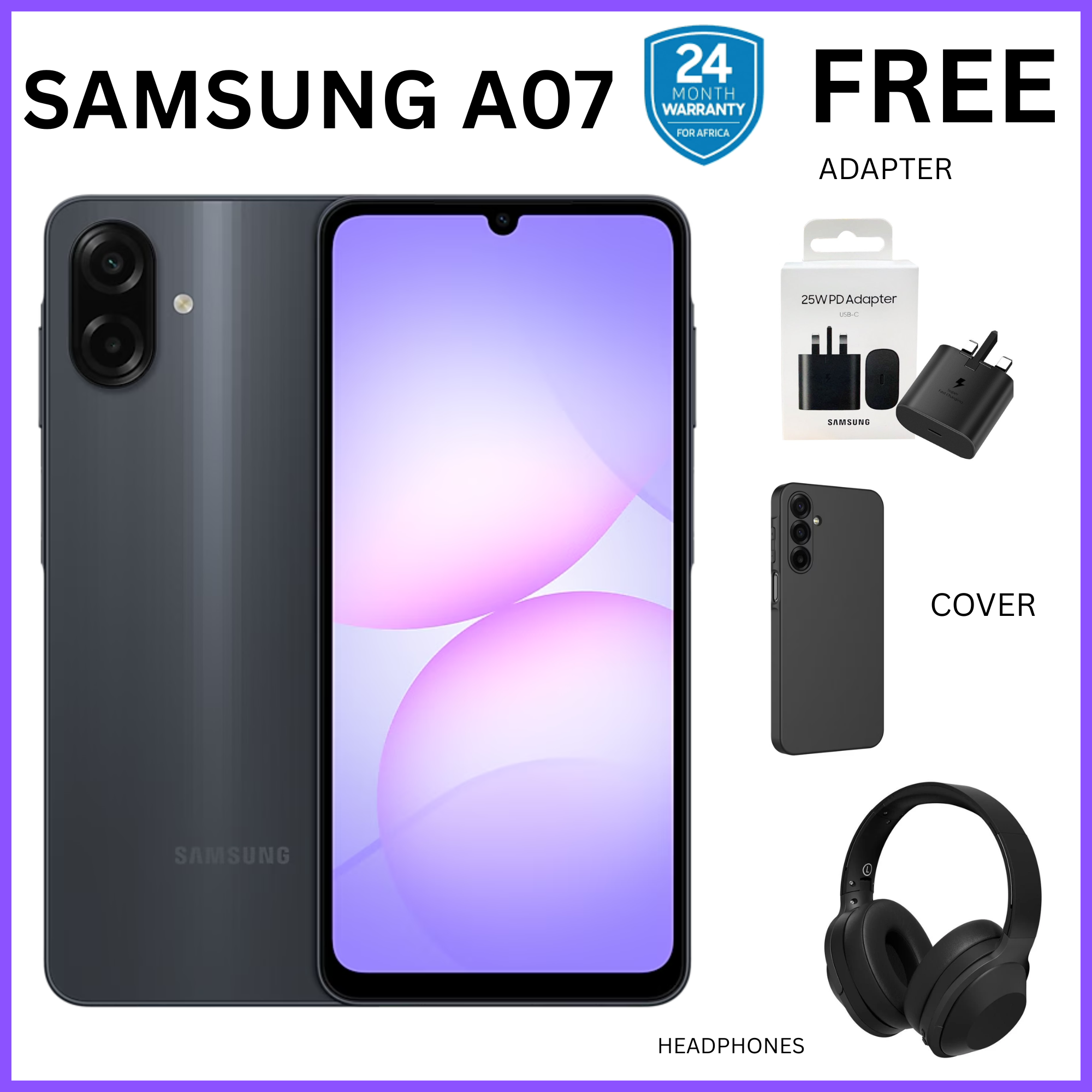 {ANNIVESARY SALES OFFERS}🔥🔥🔥!!Samsung Galaxy A07 128GB+4GB MTK Helio G99 6.7" 90Hz 50MP AI Camera 5000mAh 25W Android 15 IP54 Waterproof Type-C Charge Smart Phones 6X OS Upgrades phone