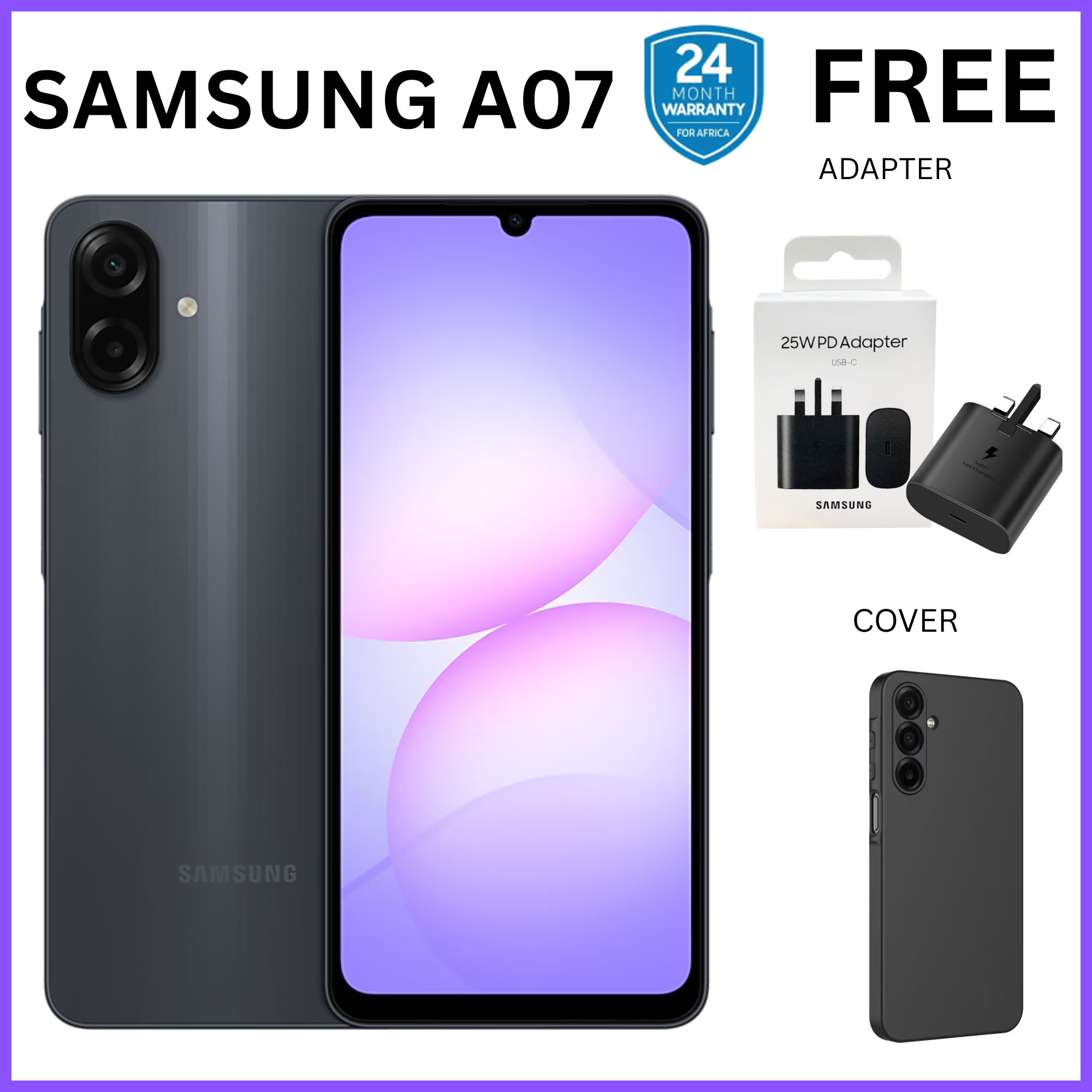 {ANNIVESARY SALES OFFERS}🔥🔥🔥!!Samsung Galaxy A07 64GB+4GB MTK Helio G99 6.7" 90Hz 50MP AI Camera 5000mAh 25W Android 15 IP54 Waterproof Type-C Charge Smart Phones 6X OS Upgrades phone