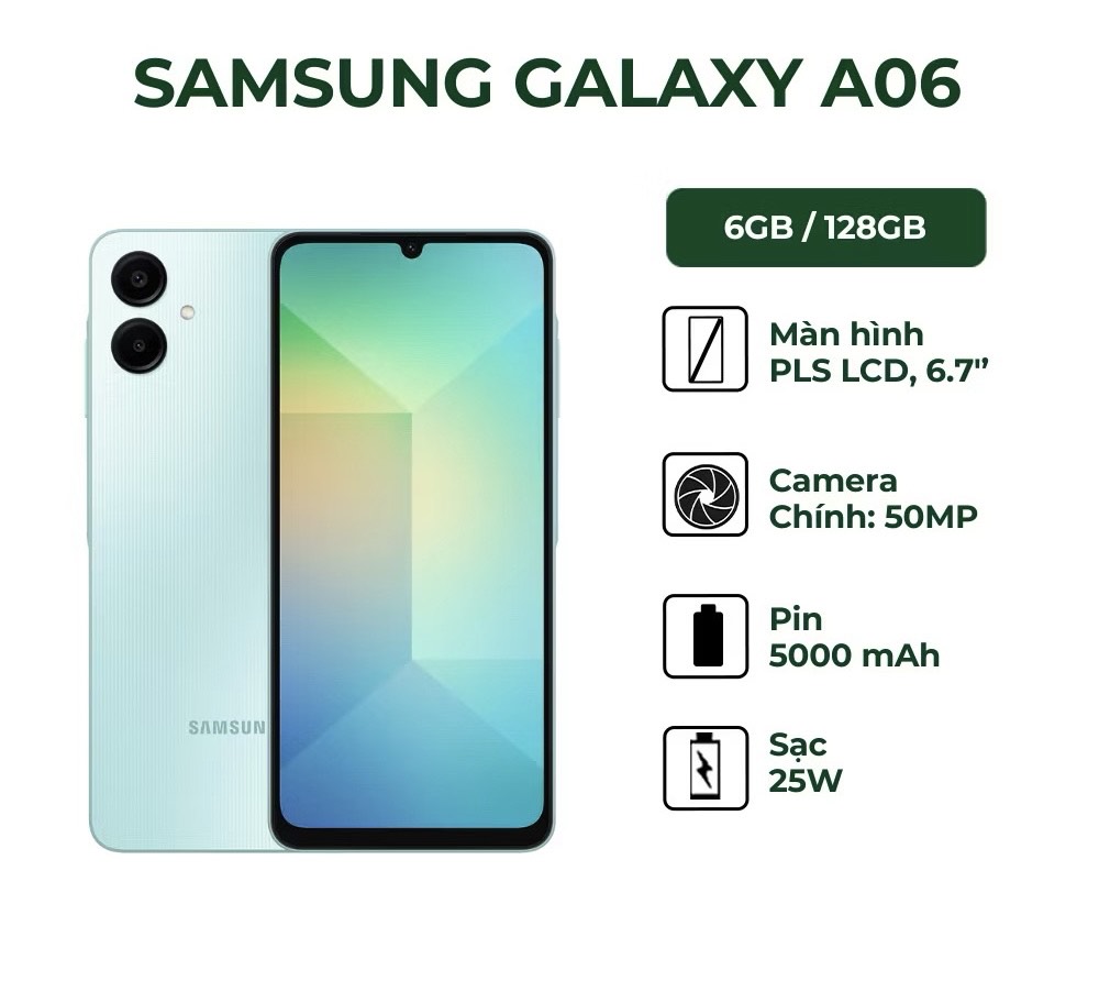Brand New Samsung Galaxy A06 64GB+4GB 50MP Camera 6.7" 90Hz MTK Helio G85 (12nm) 5000mAh 25W Type-C Charge Android 14 Smart Phones phone