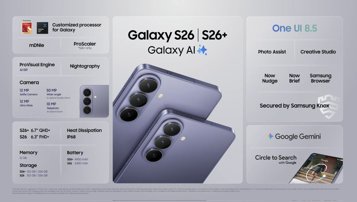 Samsung Galaxy S26 Ultra 256GB+12GB 6.9" Dynamic LTPO AMOLED 2X 120Hz Privacy Display (200+10+50+50)MP Rear Camera 5000mAh Battery 60W Wired 25W Wireless Charging Ultra-Sonic Fingerprint Smartphone