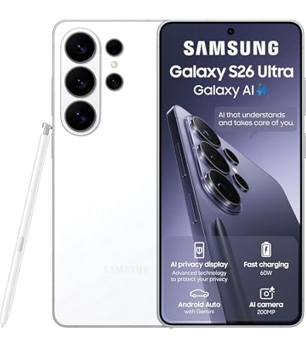 Samsung Galaxy S26 Ultra 256GB+12GB 6.9" Dynamic LTPO AMOLED 2X 120Hz Privacy Display (200+10+50+50)MP Rear Camera 5000mAh Battery 60W Wired 25W Wireless Charging Ultra-Sonic Fingerprint Smartphone