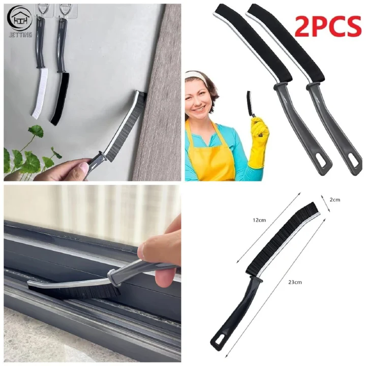 2 Piece Hard Bristled Crevice Cleaning Brush Set – Deep Cleaning Narrow Gaps, Corners & Hard-to-Reach Areas