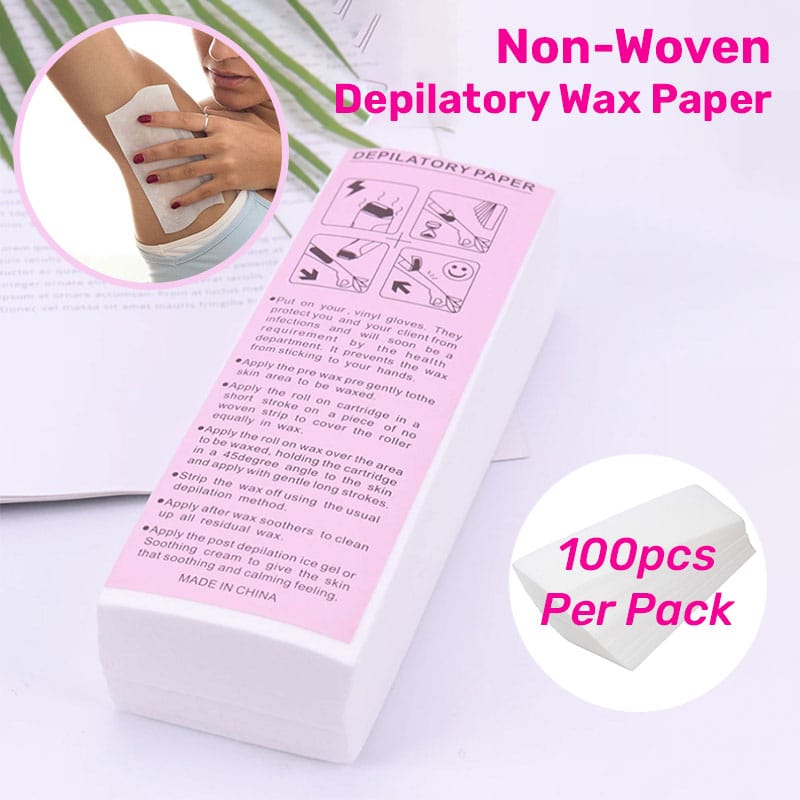 BP Non Woven Fabric Hair Removal Wax Strips 100pcs Disposable Depilatory Waxing Paper Strips for Body Hair Removal Salon Quality Waxing Paper for Legs Arms Underarms Bikini Home Use