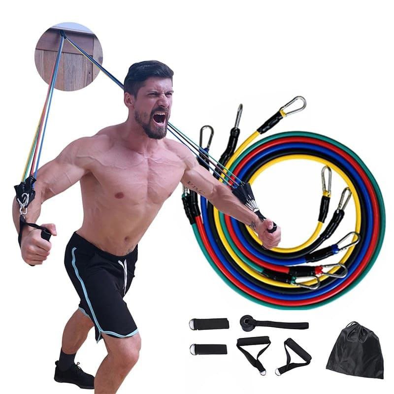 11 Piece CrossFit Resistance Training Rope Set Exercise Bands Fitness Workout Kit Strength Training Equipment for Home Gym Muscle Building Stretching Mobility Training and Full Body Exercise