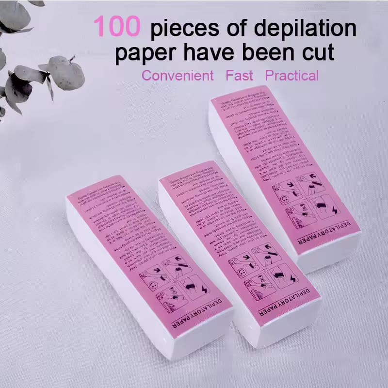 BP Non Woven Fabric Hair Removal Wax Strips 100pcs Disposable Depilatory Waxing Paper Strips for Body Hair Removal Salon Quality Waxing Paper for Legs Arms Underarms Bikini Home Use