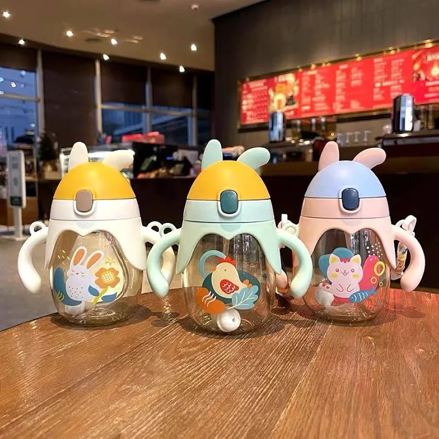 Kids Water Cup for School, Special Anti-Fall Straw, anti-choke water bottle, Kindergarten Water Bottle, Cute milk Cup, milk bottle for kids for Boys and Girls - 350ml