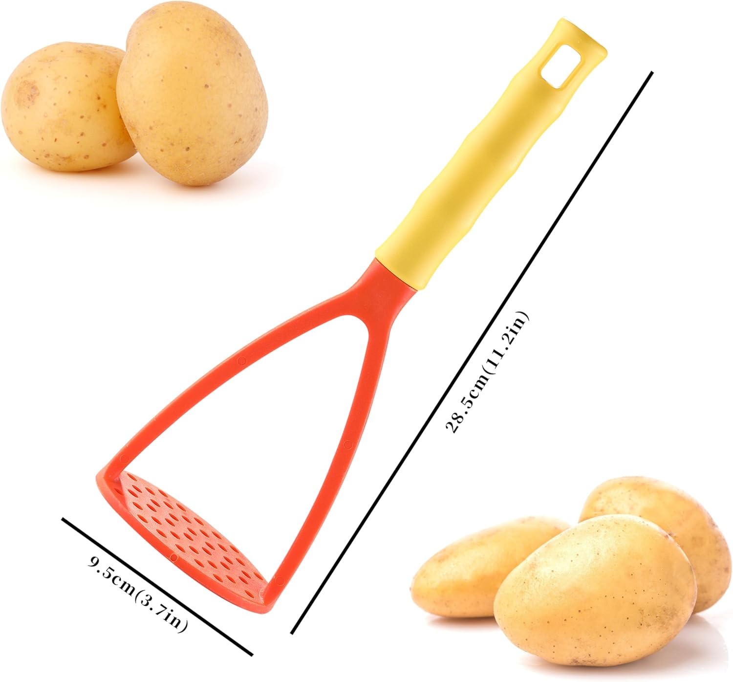 OHOLA 11.2 Inch Potato Masher Plastic Colorful Handheld Food Masher Kitchen Tool for Mashed Potatoes Avocado Beans Guacamole Fruits and Vegetables Random Color Durable Cooking Utensil for Home Kitchen