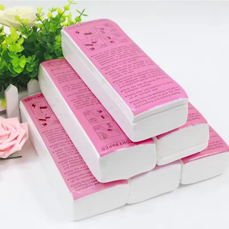 BP Non Woven Fabric Hair Removal Wax Strips 100pcs Disposable Depilatory Waxing Paper Strips for Body Hair Removal Salon Quality Waxing Paper for Legs Arms Underarms Bikini Home Use
