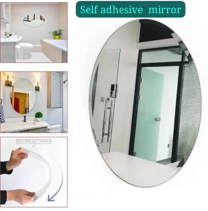Oval Shape Acrylic Wall Mirror Sticker 35x50cm Self Adhesive Flexible Mirror Decal Peel and Stick Decorative Mirror for Bedroom Living Room Bathroom Tiles Basin Wall Modern Home Decor Double-Sided Adh