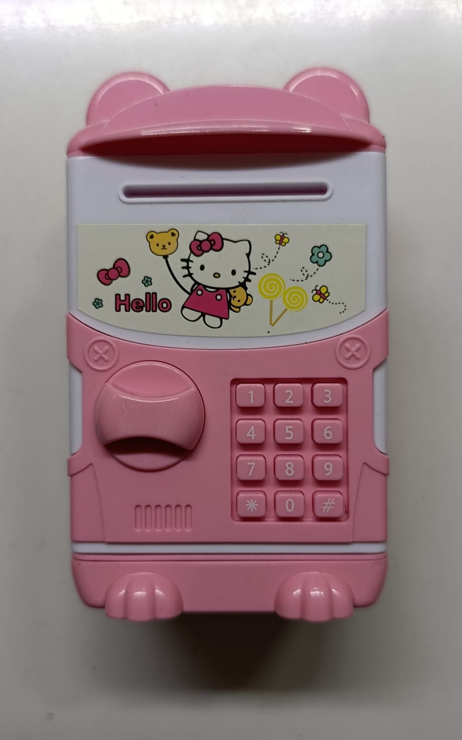 Mini Kids ATM Piggy Bank Cash Coin Saving Box with Key Lock Password Safe Deposit Money Box Counter Note Storage Children Educational Savings Bank Gift Box (13.7 x 8 x 7 cm)