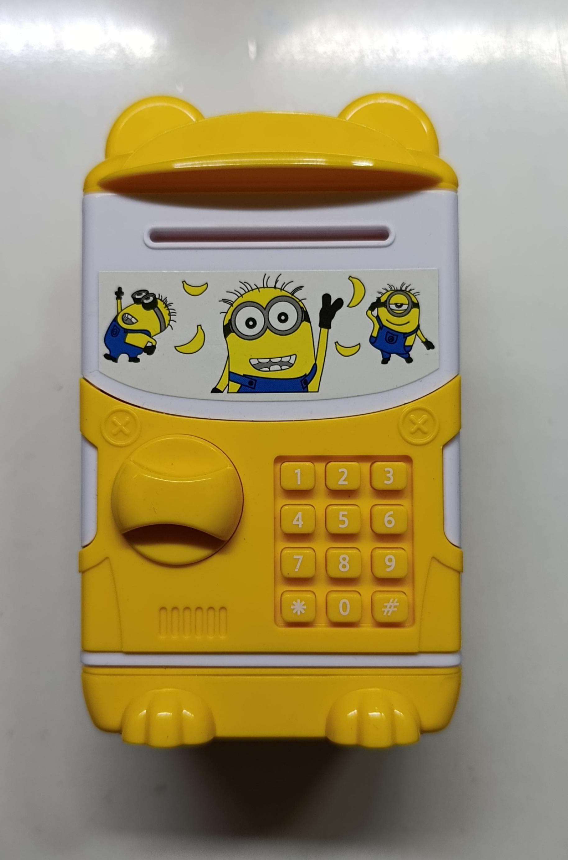 Mini Kids ATM Piggy Bank Cash Coin Saving Box with Key Lock Password Safe Deposit Money Box Counter Note Storage Children Educational Savings Bank Gift Box (13.7 x 8 x 7 cm)