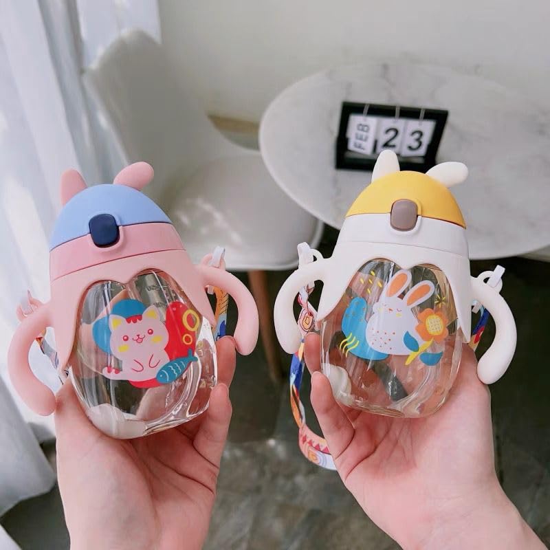 Kids Water Cup for School, Special Anti-Fall Straw, anti-choke water bottle, Kindergarten Water Bottle, Cute milk Cup, milk bottle for kids for Boys and Girls - 350ml