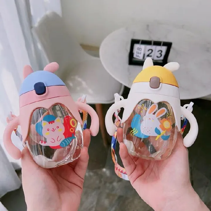 Kids Water Cup for School, Special Anti-Fall Straw, anti-choke water bottle, Kindergarten Water Bottle, Cute milk Cup, milk bottle for kids for Boys and Girls - 350ml