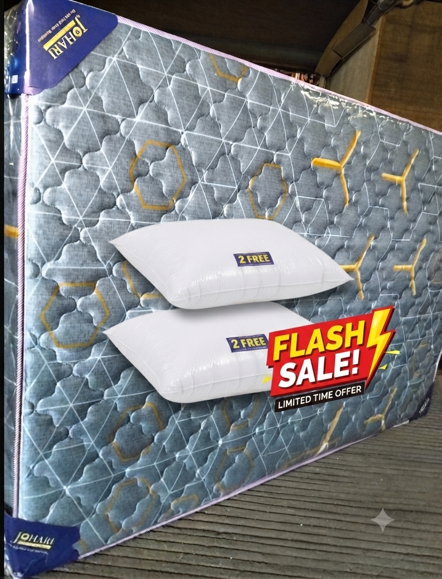 🔥(On offer)🔥 Johari 8-Inch Orthopedic Fibre Mattress & FREE 2-Pack Pillows ,Supportive & Breathable | Back Care Comfort | Quilted Soft Cover | Heavy Duty | Modern Design | 24-Month Warranty