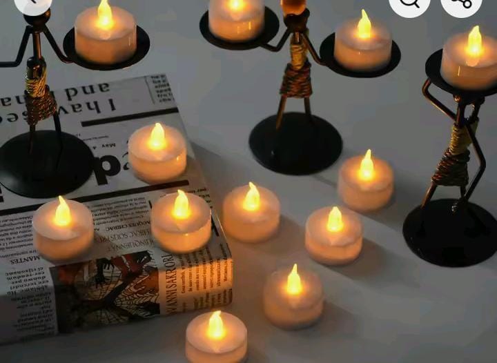 24-Piece White Flameless LED Tea Light Candle Set with Warm Flickering Glow – Battery-Operated Acrylic Decorative Lights