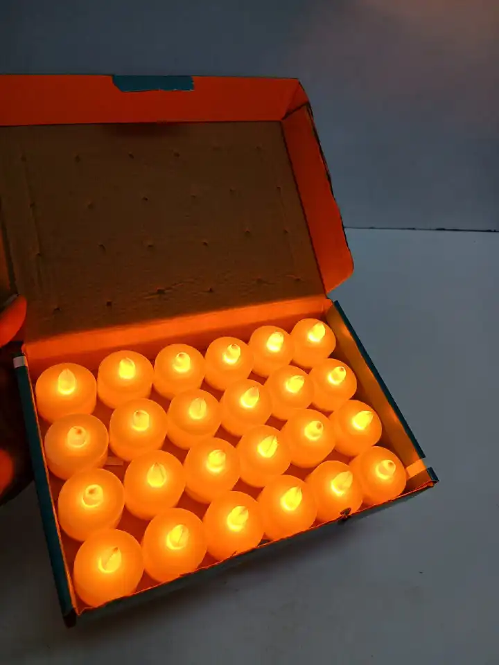 24-Piece White Flameless LED Tea Light Candle Set with Warm Flickering Glow – Battery-Operated Acrylic Decorative Lights