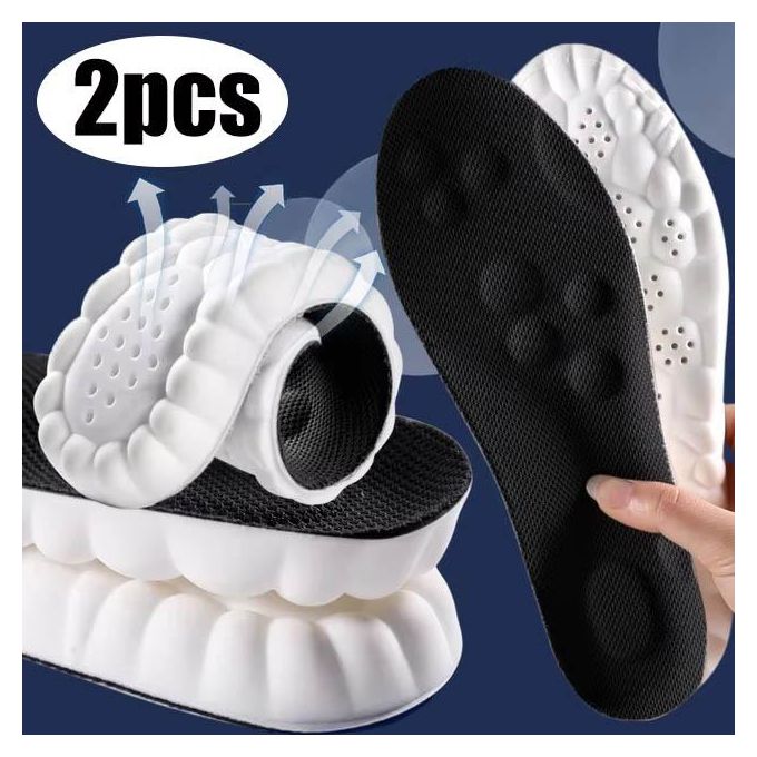 4D Technology Soft Insoles 1 Pair(2pcs) Latex Revolutionary Orthopedic Relieve Leg Fatigue Plantar Fasciitis Shock Absorbing Sports Shoe Accessories Inner Soles