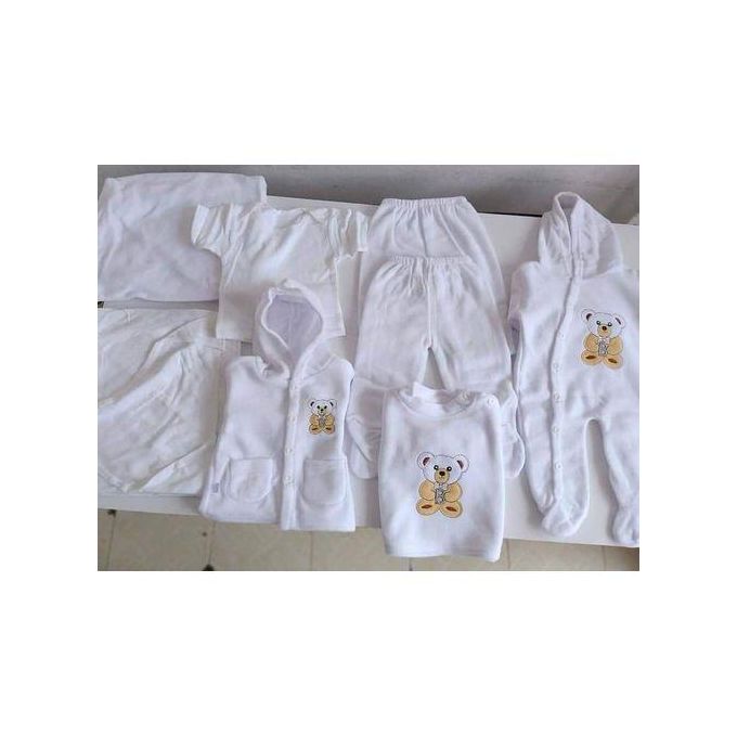 8-Piece Unisex Newborn Baby Receiving Set - 100% Cotton - 0-6M - Machine Washable