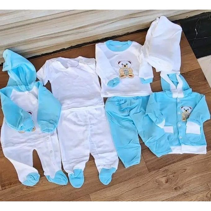 8-Piece Unisex Newborn Baby Receiving Set - 100% Cotton - 0-6M - Machine Washable