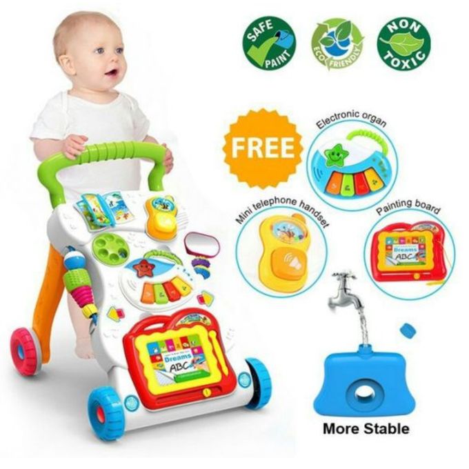 Huanger Sit-to-Stand Musical Baby Walker - Multicolored, Hard Plastic