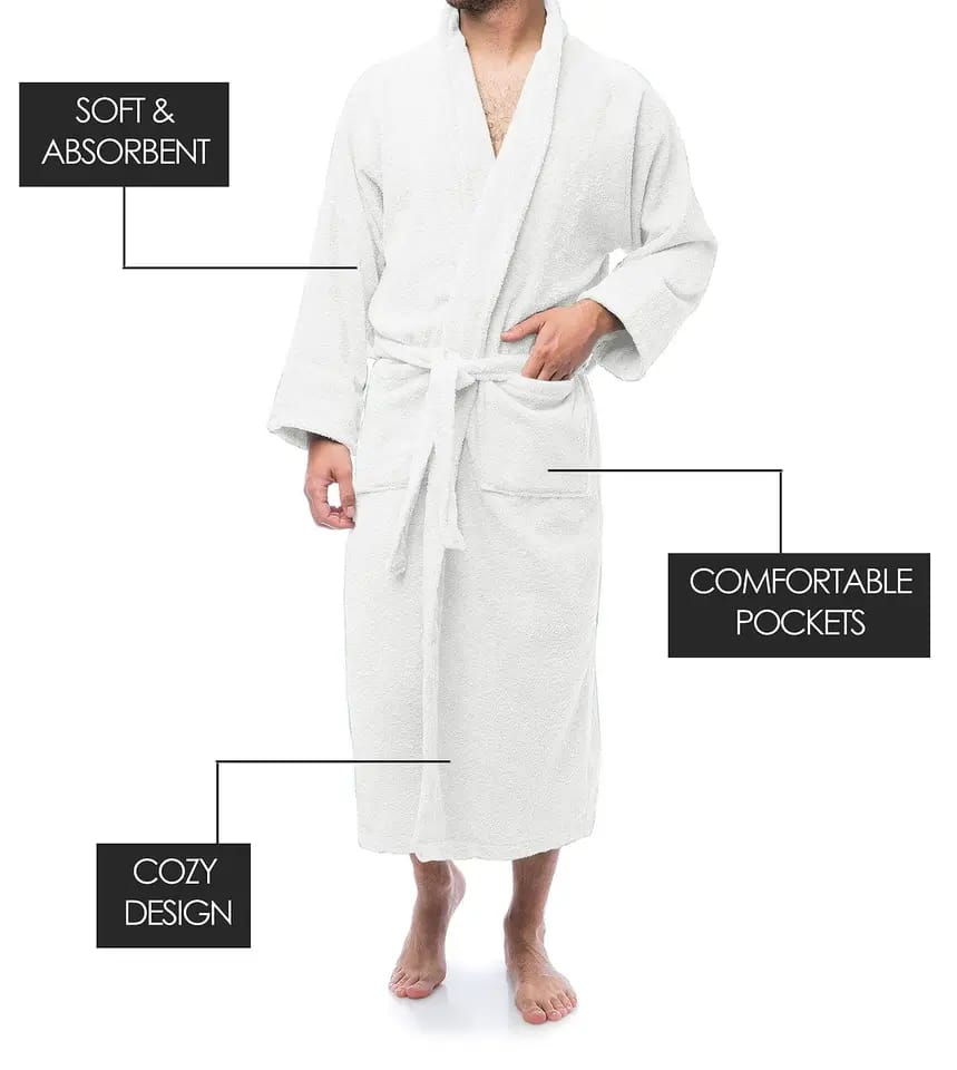 Bathrobes Long Shawl Collar Plush Robe Unisex bathroom accessories Soft & cozy Wrap Over Style With Detachable Outer Belt Hanging Loop Soft Touch