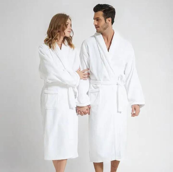 Bathrobes Long Shawl Collar Plush Robe Unisex bathroom accessories Soft & cozy Wrap Over Style With Detachable Outer Belt Hanging Loop Soft Touch