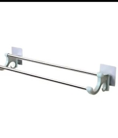 54cm Self-Adhesive Double Pole Towel Holder – Wall Mounted Towel Rack | Kitchen & Bathroom Organizer Bar