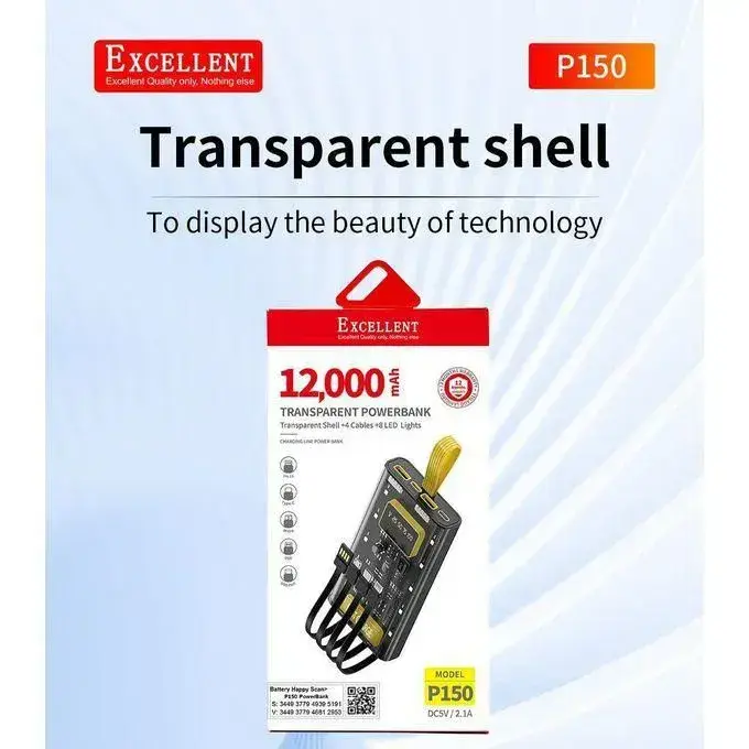 Excellent Power Bank 20000mAh 12000mAh & 10000 Cable Charger PowerBank Charging Cables For ALL Phones Supports FAST Charging High Power Capacity; 20,000mAh Best for travellers and heavy phone