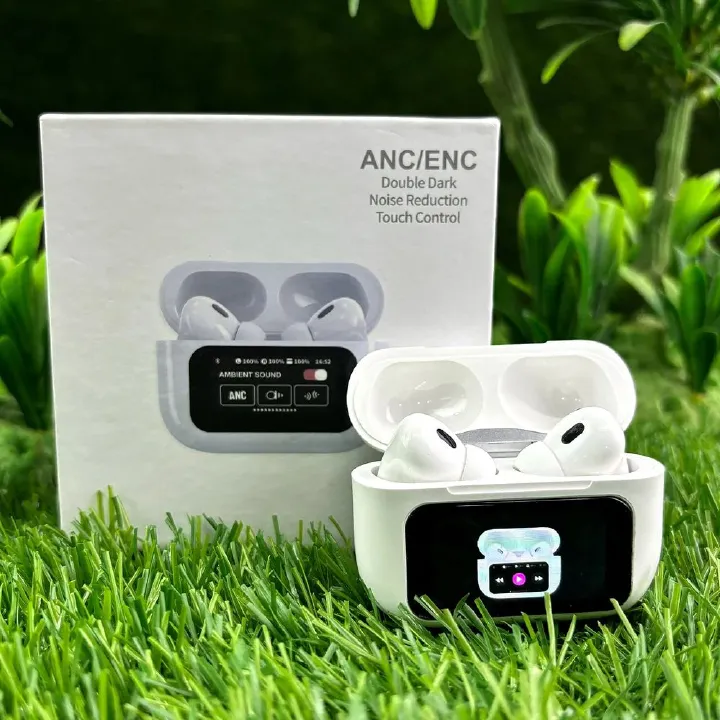 Original A9 Pro LED  Touchscreen Earpods ANC/ENC Wireless Earbuds Bluetooth 5.3 Earphones App Noise-canceling Earpods Call Headphones Waterproof Sports Gaming Touch Screen Headset